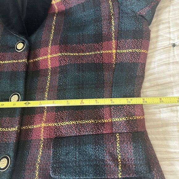 VTG Kasper ASL Wool Plaid Blazer sz 16 Velvet Shawl Collar Gold Buttons Academia - Picture 9 of 12